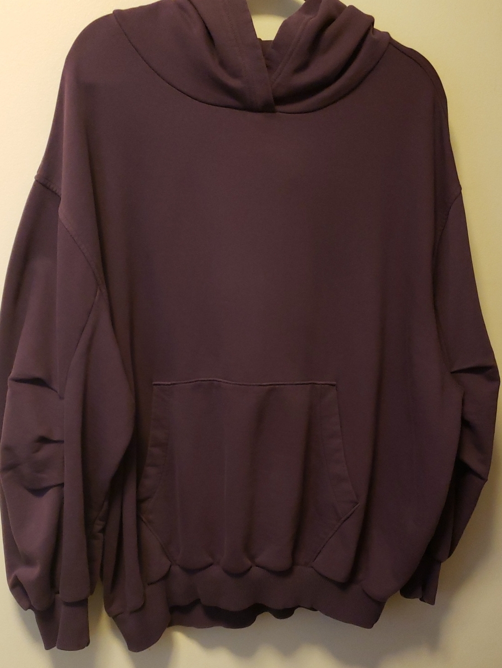 aerie Oversized Hoodie Sweatshirt With Pleated Sleeves- Plum
